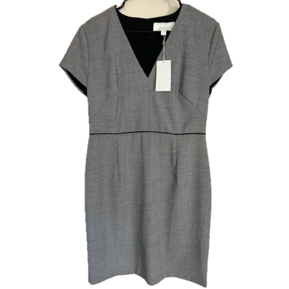 NWT Hugo Boss Doritala Geometric Wool Stretch Woven Tailored Sheath Dress Sz 10 - Picture 1 of 14